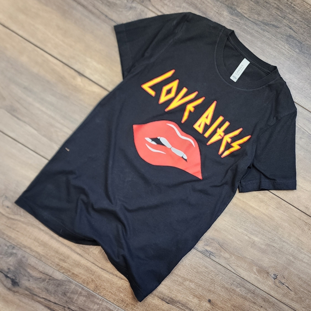 Love Bites Black Tee Bella Canvas Size small